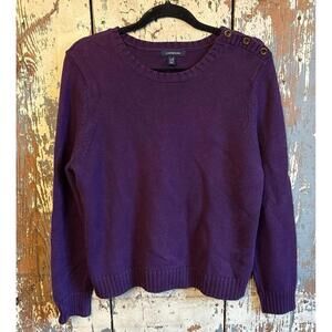 Women's Land's End Purple cotton-blend crewneck sweater size Large (medium)